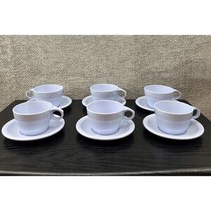 Vintage Dallas/Texas Ware Light Blue  Melamine Coffee Cups & Saucer Set‎ of 6